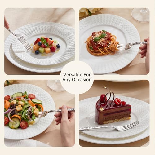 KINGSTONE 4-Piece Hammered Salad Forks Set, 7.25" 18/10 Stainless Steel - size: 4-Piece