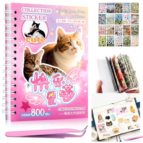 800+ Cat Sticker Book, 30 Sheets Meme Stickers for Scrapbook Journal - color: Ak