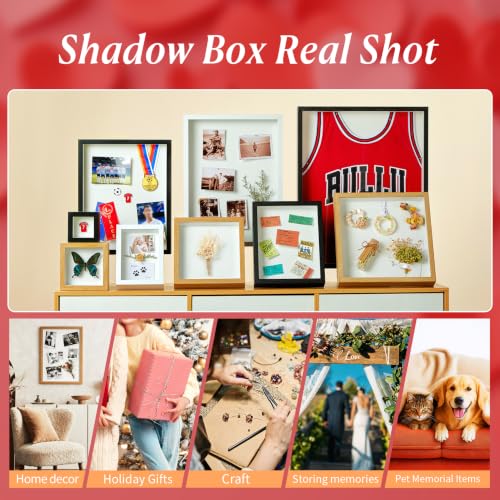 12x12 Shadow Box Picture Frame with Real Glass Panel and Linen Back - color: White + Thickened Panel + Foam Packaging, size: 12x12