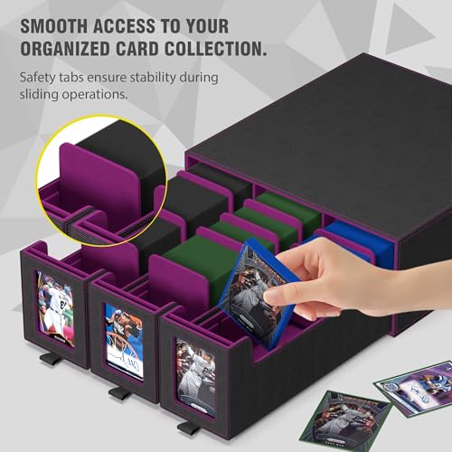 3-Drawer Trading Card Storage Box Holds 2500+ Cards (Purple) - color: Purple