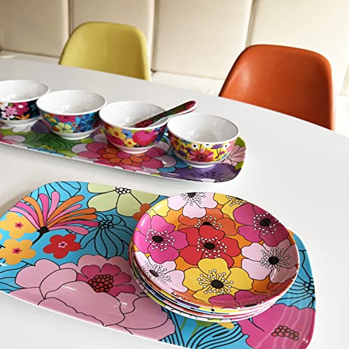 French Bull 13" Rectangular Platter - Melamine Platters and Serving Ware - Plate, Dish, Serving, Collection - Garden Floral - color: Garden Floral, size: 13" Rectangular Platter