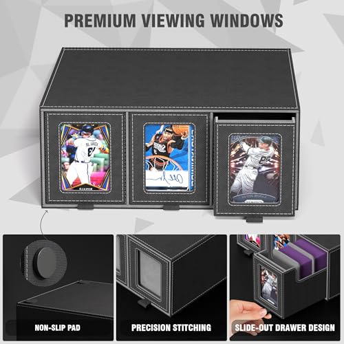 3-Drawer Trading Card Storage Box Holds 2500+ Cards (Gray) - color: Gray