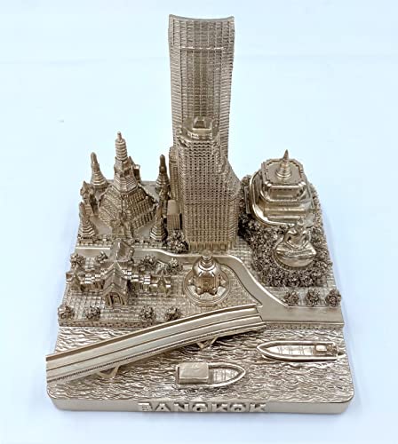 ZIZO Modern The World Landmarks Model Buildings City Skyline Statue for Home Decor for Boy Friends Gold 4" (Bangkok) - color: Bangkok