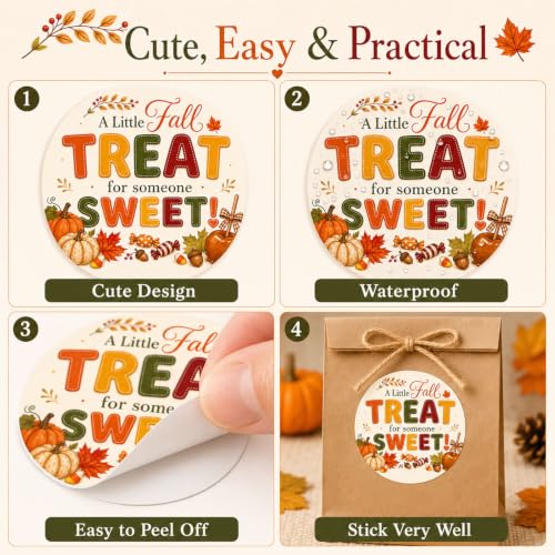 Fall Stickers for Gift Bags, 60Pcs A Little Fall Treat for Someone Sweet Labels, Autumn Gift Stickers for Goodie Bags, Candy Boxes, Thanksgiving Favors, Bakers, Teachers, Hosts, Small Shops - style: Autumn stickers