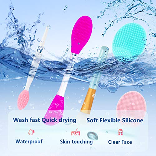 5PCS Silicone Scrubber Set, Lip Scrub Brush, Silicone Face Cleansing Brush, Face Applicator Tool and 2PCS Exfoliating Brushes for Men Women - style: style 1