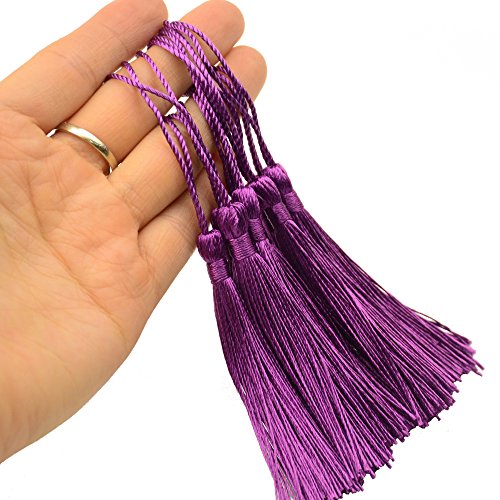 100Pcs 5 Inch Silky Bookmark Tassels for Jewelry, Souvenir(Aubergine) - color: Aubergine