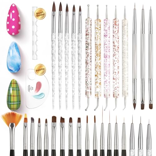 Beetles 31pcs Nail Art Brushes, Dotting Tools, Nail Art Pens, Dust Brush - color: A-Multicolor-31