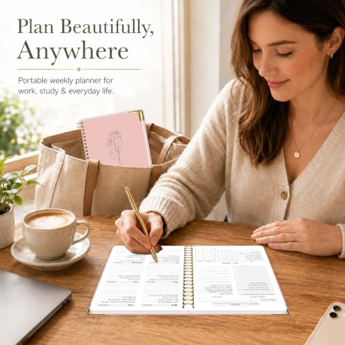 Undated Weekly Planner, Weekly To Do List Notebook with Habit Tracker, A5 - color: Pink