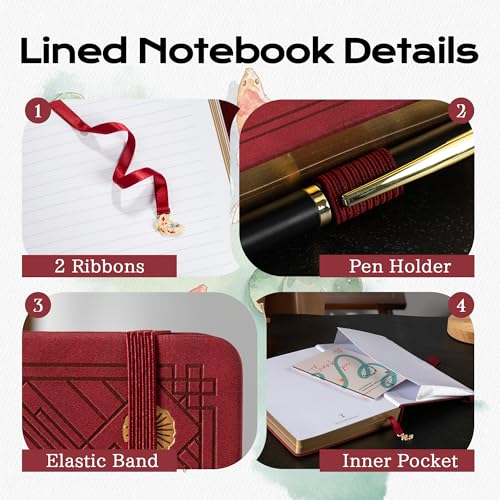 TIEFOSSI A5 Lined Journal Notebook 316 Pages for Women & Men - color: Red, size: A5-Lined
