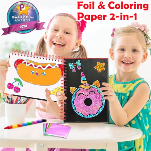 FUNNYB&G Foil Art Craft Kit for Kids, Sparkly Birthday Gift Toy for Girls - style: Food