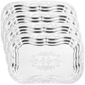 4 Pcs Large Silver Serving Trays, 15.7x10.8 in Stainless Steel Rectangular Serving Tray, Decorative Floral Engraved Platters for Party, Wedding, Buffet, Home Kitchen - size: 15.7x10.8 in
