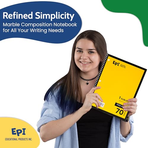 EPI Spiral Notebook | Wide - 70 Sheets, Durable Spiral Binding | 10.5 x 8 in | Classroom Supplies | School, Office, Note Taking, Journaling - 3 Pack - color: Yellow, size: 3