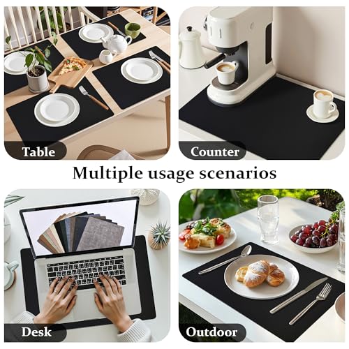 FROMHEART Faux Leather PU Placemats Set of 4 (Black,11.8" x 17") - color: Black, size: Set of 4