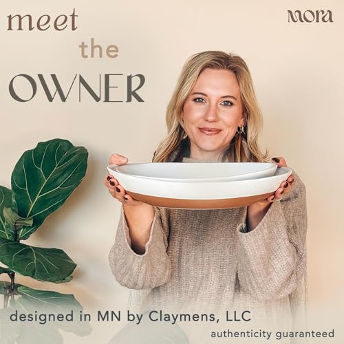 Mora Ceramic Large Serving Bowls- Set of 2 Oval Platters for Entertaining. Modern Kitchen Dishes for Dinner, Fruit, Salad, Turkey, etc. Oven, Dishwasher Safe, 55/35 oz, 13.5" / 11.8" - Neutrals - color: Assorted Neutrals, size: XL & L