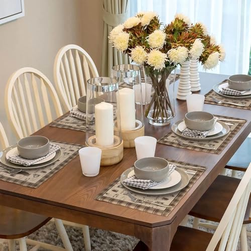 Coffee Placemats Set of 4, Brown Coffee Theme Decoration Table Mats, Washable Heat-Resistant Linen Place Mat for Kitchen Dining Party Outdoor Home Decor 12x18 Inch - color: Brown Coffee