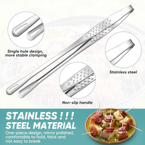 meekoo 6 Pcs Stainless Steel Korean BBQ Grill Tongs - size: 9.5 Inches