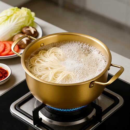 2-Pack Stainless Steel Korean Ramen Pot 7" & 7.8" with Lid Utensils