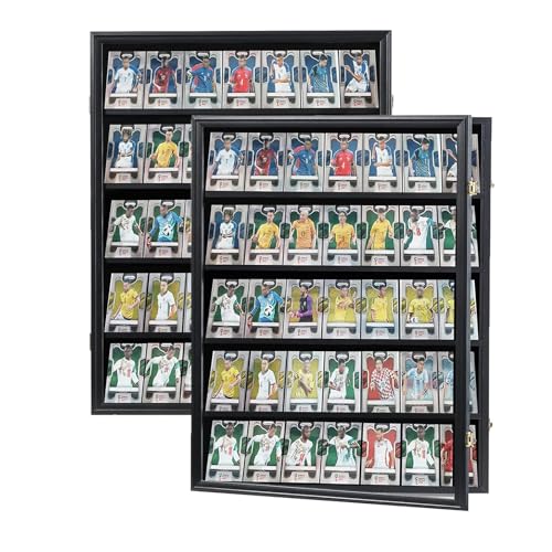 35 Graded Sports Card wall-Mount Display case for Shows, Black, 2pc - size: 35 Card - Black - Vertical 2Pack