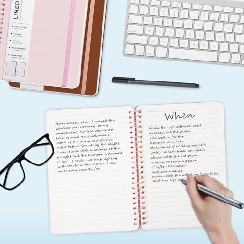 Lined Spiral Notebook for Women, A5 College Ruled Leather Spiral Journals - color: Pink, size: A5