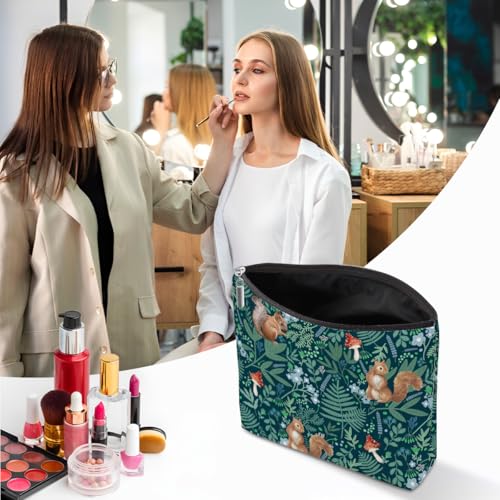Forest Squirrel Makeup Bag, Botanical Squirrels Cosmetic Bag Travel Pouch - color: Multicolor 0141