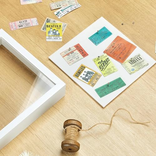 11x11 Shadow Box Picture Frame with Real Glass Panel and Linen Back - color: White + Thickened Panel + Foam Packaging, size: 11x11