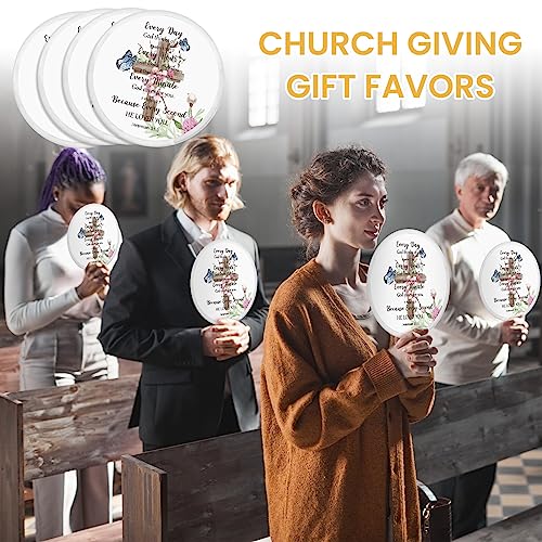 Tradder 50 Pcs Christian Church Fans Bulk Foldable Hand Fans, Floral - style: Floral