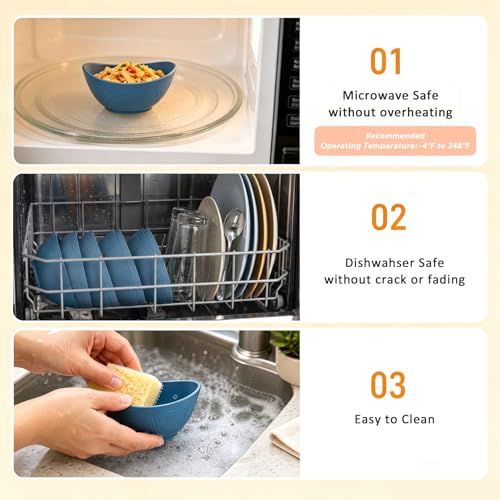 Snack Bowls Set of 6, Unbreakable Wheat Straw Bowls 10oz - Blue - color: Blue, size: 10 oz (6 PCS)