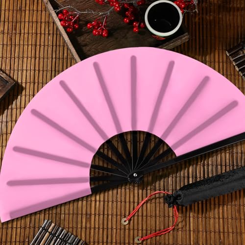 Maitys 4 Packs Large Folding Hand Fans, 13'', Pink - color: Pink