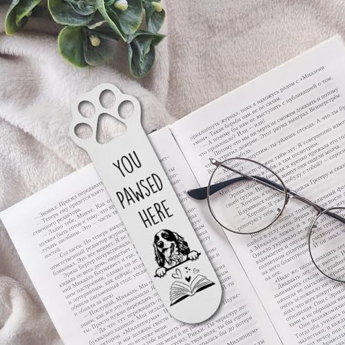 FOKCBOCM Cocker Spaniel Gifts, Cocker Spaniel Dog Bookmark for Cocker Spaniel Dog Lover Book Lovers Bookworm Bookish Nerd, Bookmark Dog Lover, Book Club Gifts for Reader Dog Owner Lover-DX128, Silver - style: Cocker Spaniel Dog