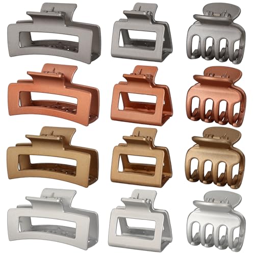 SMKSL 12 Pcs Hair Claw Clips for Women & Girls 3 Styles Hair Accessories - color: Metallic Glitter