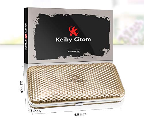 Manicure Set Professional Nail Clippers Kit Pedicure Care Tools- Stainless Steel Women Grooming Kit 12Pcs for Travel or Home (Gold) - color: Gold