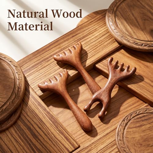 JJUNW Wooden Scalp Massager Comb - 3 Pcs Wide Sandalwood Head Massager