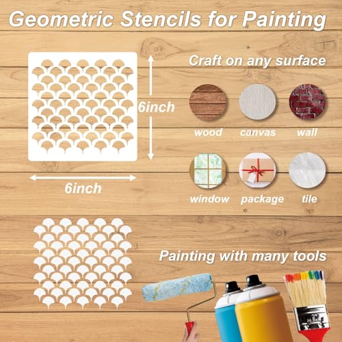 Geometric Stencils for Painting, 16 Pcs 6 Inch for Wood Signs Canvas - color: Geometric 6" 16PCS 04