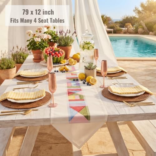 Korean Table Runner, Bojagi Patchwork 100% Ramie, White, 78.8*11.8 Inch - color: White