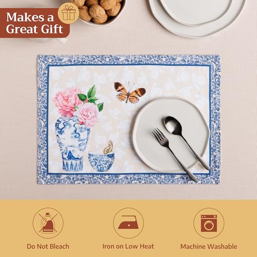 Maison d' Hermine Placemats Set of 4 Reusable 100% Cotton (13"x19") - color: 025 - Canton, size: 13" X 19" (Pack of 4)