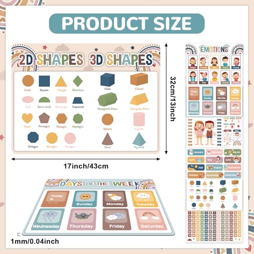 Preschool Placemats Set of 6 Boho Kid Plastic Table Mat 17×13×0.04in - style: Educational Preschool Boho 2