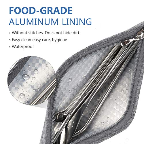 Aosbos Reusable Straws Carrying Case, Portable Small Pouch for Metal, Paper, Plastic, Silicone Disposable Straws, Stainless Steel Chopstick - Grey - color: Gray