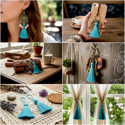 20Pcs 4.3 Inch Silky Mini Craft Tassels for Earrings, Souvenir(P- Blue) - color: Peacock Blue