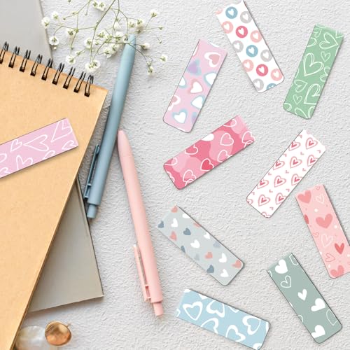 Magnetic Bookmarks, Page Markers, 10 Love Pattern Designs - color: Love Theme