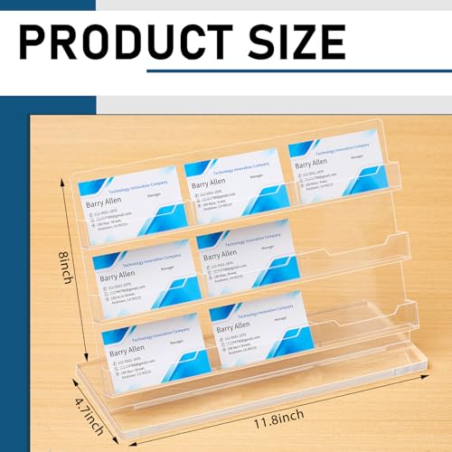 Dunzoom Business Card Holder for Desk, 9 Slots Acrylic Card Display Stand - style: 9 Slots