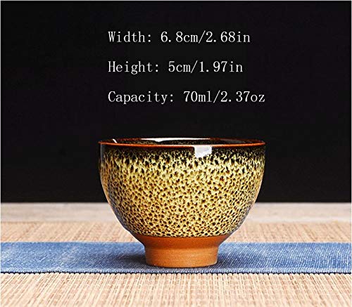6pc Ceramic Kung Fu Tea Set, Japanese Tea Cup, Sake Cup, 2.1oz Capacity, 6 Colors - color: 6 colors