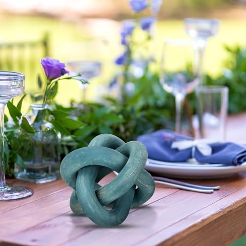 Yalikop 3 Link Wood Knot Decor Rustic Table Shelf Accents, Blue - color: Blue