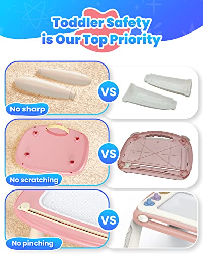 Seimome Magnetic Drawing Board, Toddler Girl Toys for 1-3 Year Old, Doodle Board Learning and Educational Kids Toys for 1 2 3 Year Old Baby Birthday GIF- Pink - color: Pink