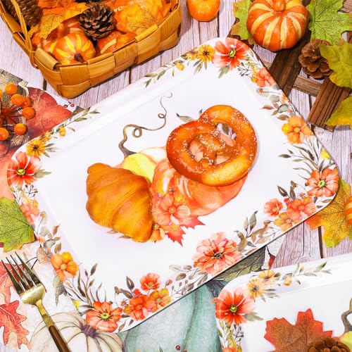 JarThenaAMCS 3Pcs Fall Serving Tray, Watercolor Floral Pumpkin, 10 x 13 in - style: Watercolor Fall Pumpkin