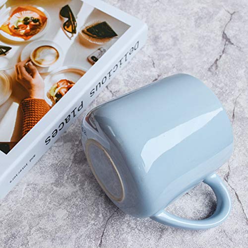 Bosmarlin Large Glossy Ceramic Coffee Mug, Tea Cup for Office and Home, 18 oz, Suitable for Dishwasher and Microwave(Blue, 1) - color: Blue