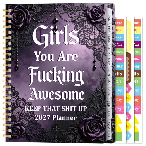 Xqumoi 2027 A5 Planner Purple Lace Sweary Weekly and Monthly Planner Gift - color: Purple Lace 2027, size: A5