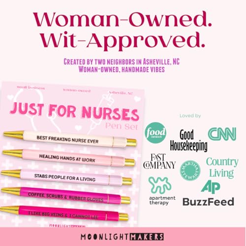 Moonlight Makers Funny Pens for Nurses, Set of 5, Just for Nurses, Sayings - color: Nurse Pens