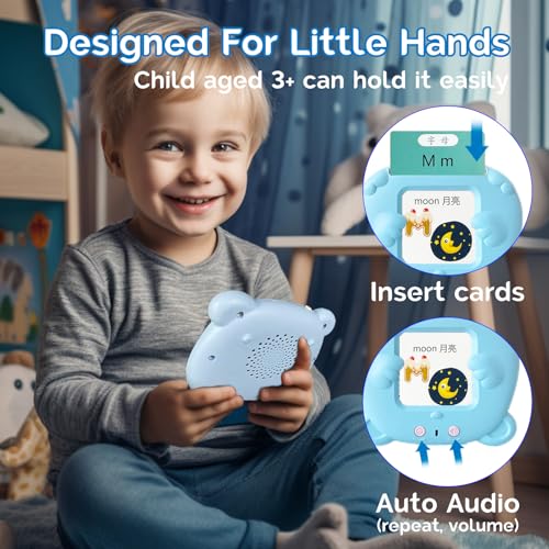 English Talking Flash Cards Bilingual for Kids - Mandarin, Blue - color: Mandarin, size: Blue