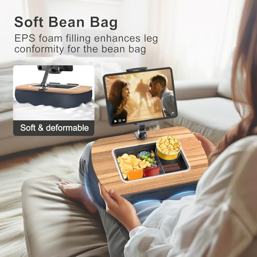 ERGONOV Tablet Pillow Stand for Lap, Adjustable iPad Holder with Snack Bowl - color: Muted gray