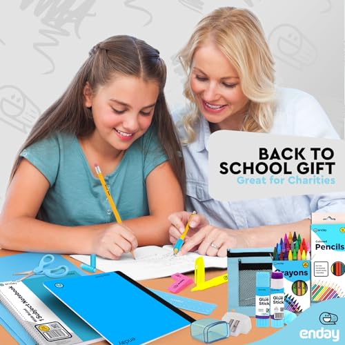 Enday Back to School Supplies for Kids, School Supply Box Grades K-5 - color: Blue, size: 1 Kit